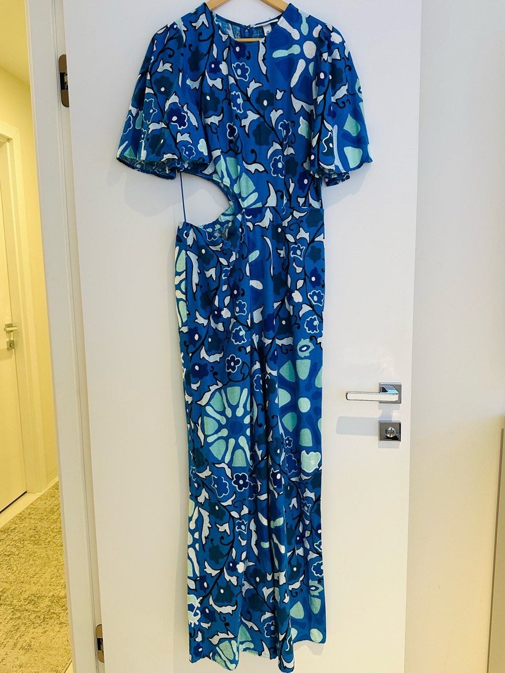 RHODE for Target Large Zinnia Floral-Print Cut-Out Jumpsuit Blue size Medium